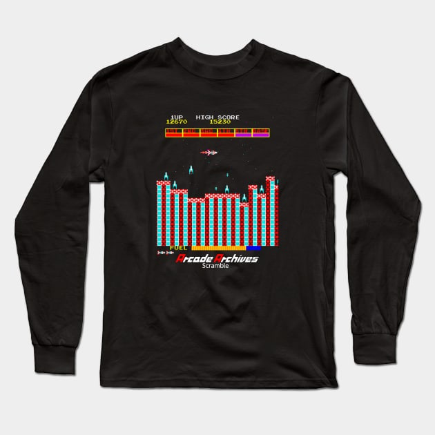 Mod.5 Arcade Scramble Space Invader Video Game Long Sleeve T-Shirt by parashop